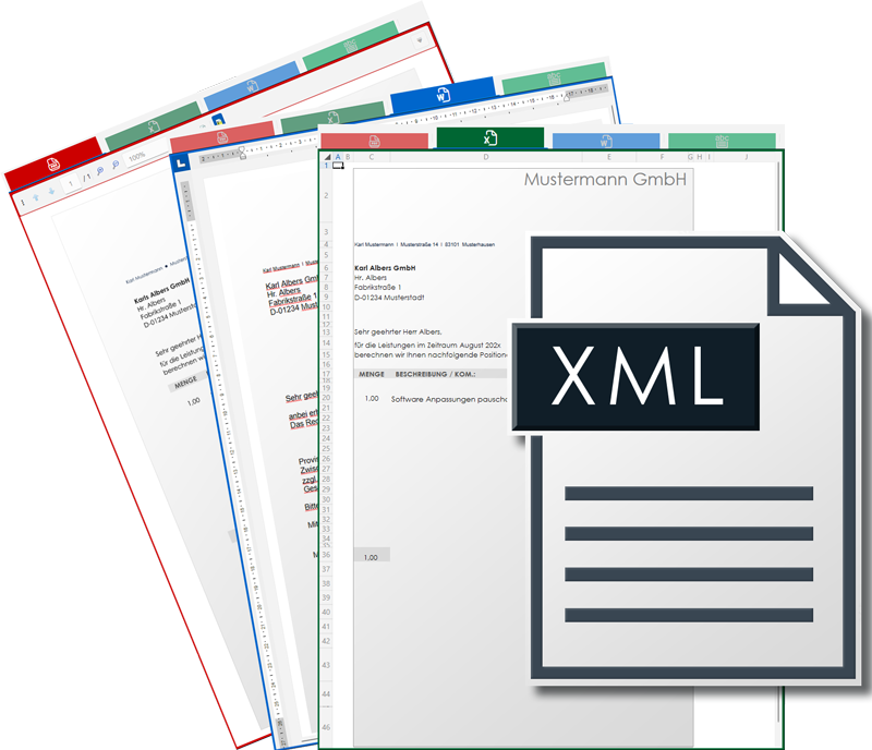 E-Rechnung aus Excel Word PDF selber erstellen in das ZUGFeRD-Format PDF-XML