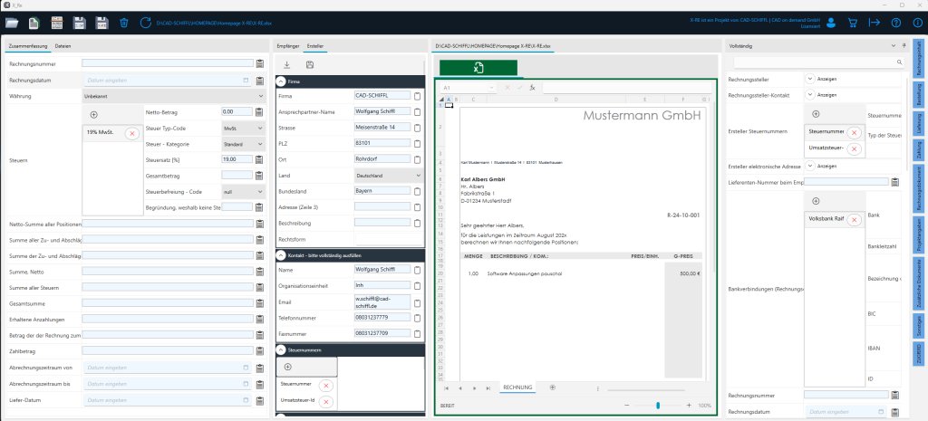 Einlesen von X-Rechnungen, XML-Dateien, Rechnungen in Excel, Word oder PDF